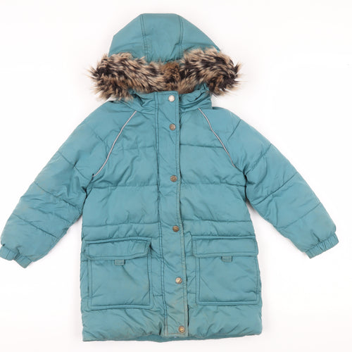 FatFace Girls Blue Long Puffer Jacket 3-4 Winter Coat