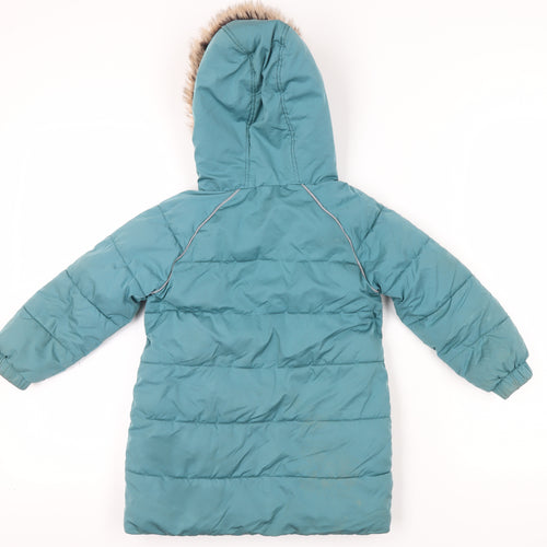 FatFace Girls Blue Long Puffer Jacket 3-4 Winter Coat