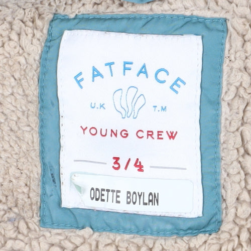 FatFace Girls Blue Long Puffer Jacket 3-4 Winter Coat