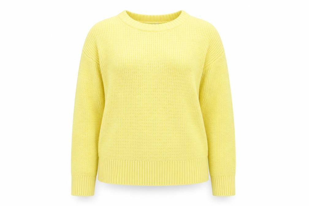 Front view of ICHI Women's Yellow jumper, size S