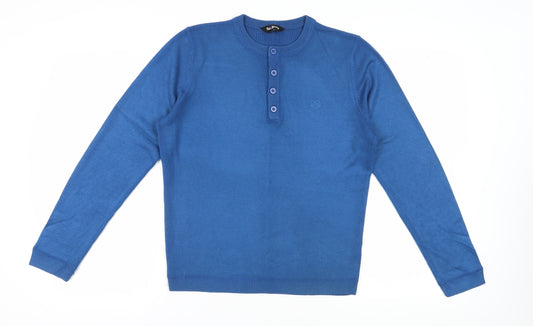 Red Herring Men's Blue Henley Jumper S