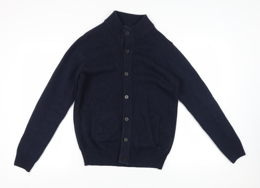 Crew Clothing Company Navy Cardigan, Men's S Wool Blend