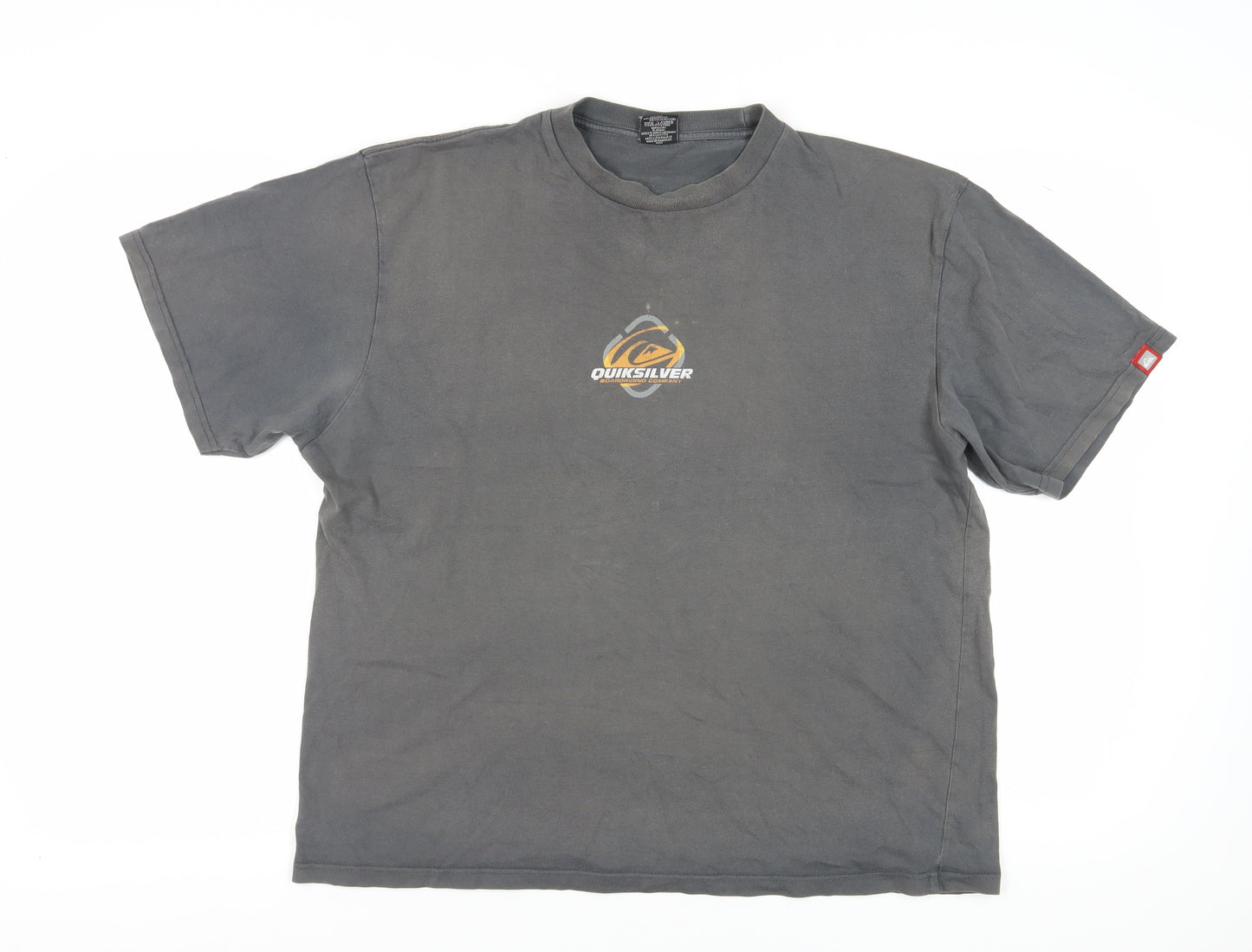 Quiksilver Men's Grey Large T-Shirt, Crew Neck, Logo Accent