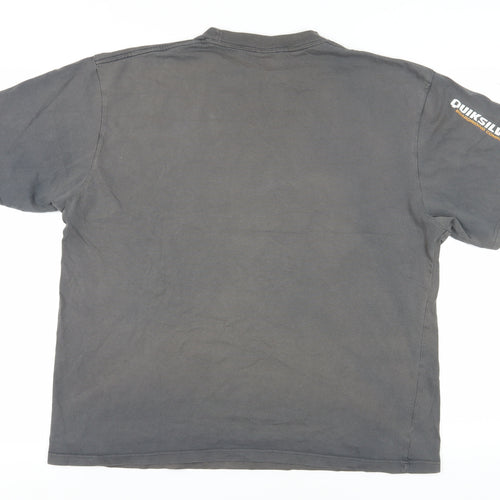 Quiksilver Men's Grey Large T-Shirt, Crew Neck, Logo Accent