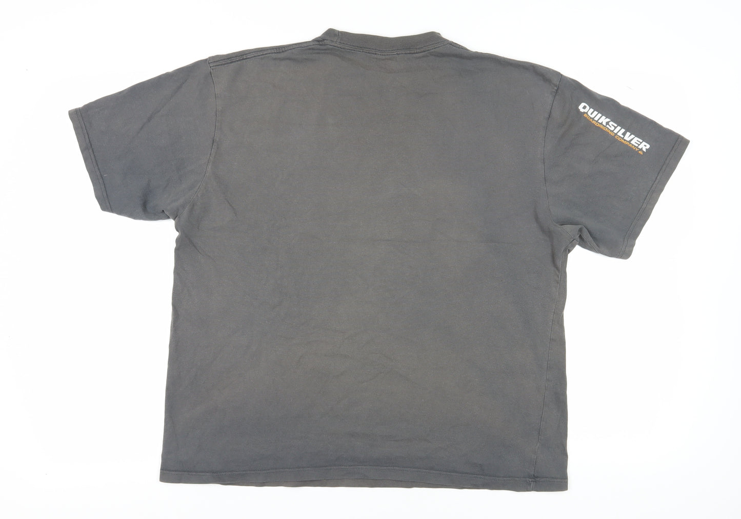 Quiksilver Men's Grey Large T-Shirt, Crew Neck, Logo Accent