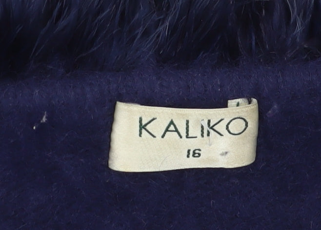 Kaliko Ostrich Feather Women's Blue Cardigan, Size 16, Angora Blend