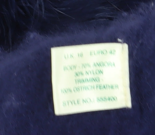 Kaliko Ostrich Feather Women's Blue Cardigan, Size 16, Angora Blend