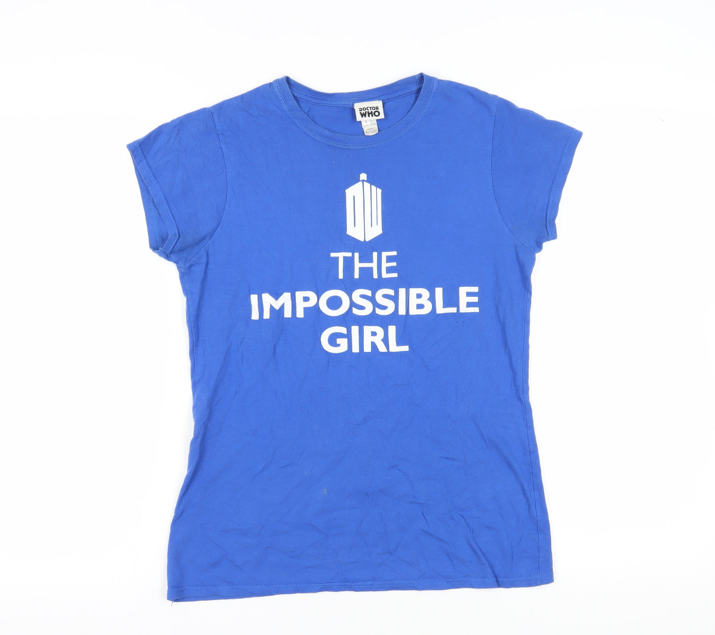 Doctor Who Women's Blue T-Shirt, Short Sleeve, L, Casual