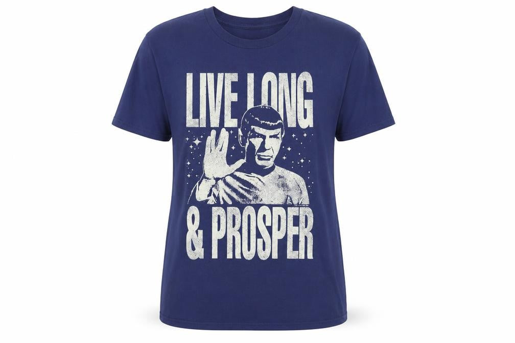 Front view of Port & Company unisex blue sci-fi t-shirt medium
