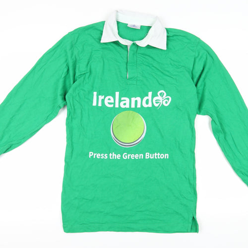 Front Row Green Polo Long Sleeve Unisex Medium Casual