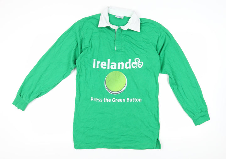 Front Row Green Polo Long Sleeve Unisex Medium Casual