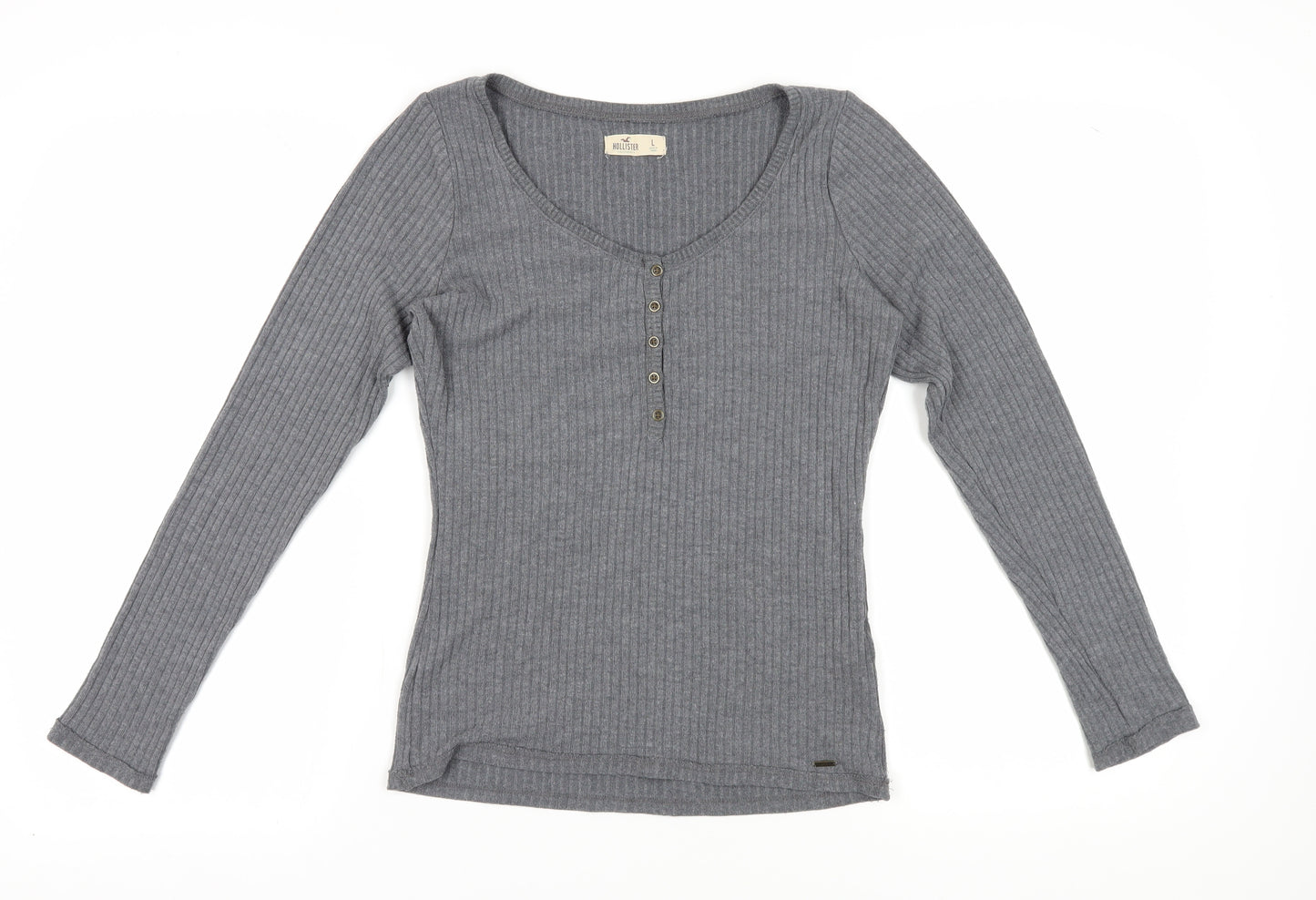 Hollister Women's Grey Long Sleeve Jersey Top L