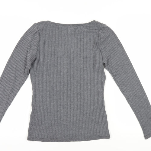 Hollister Women's Grey Long Sleeve Jersey Top L