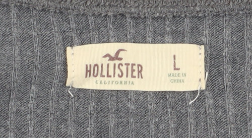 Hollister Women's Grey Long Sleeve Jersey Top L