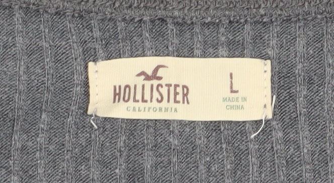 Hollister Women's Grey Long Sleeve Jersey Top L