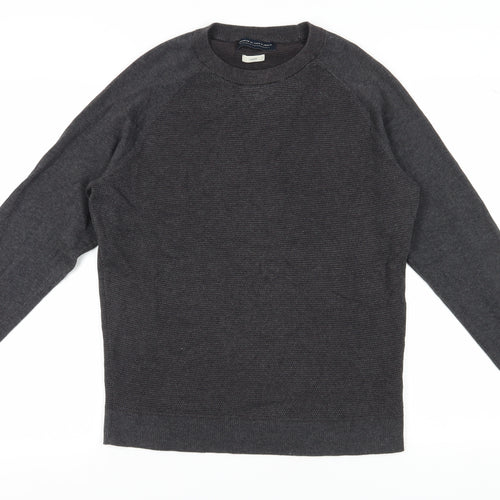 Jack & Jones Men Grey Cotton Pullover Jumper L