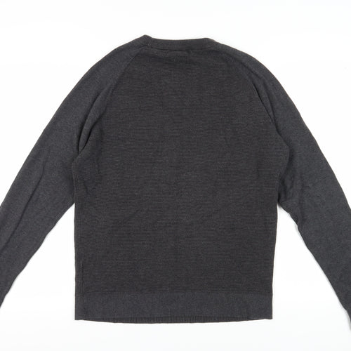 Jack & Jones Men Grey Cotton Pullover Jumper L