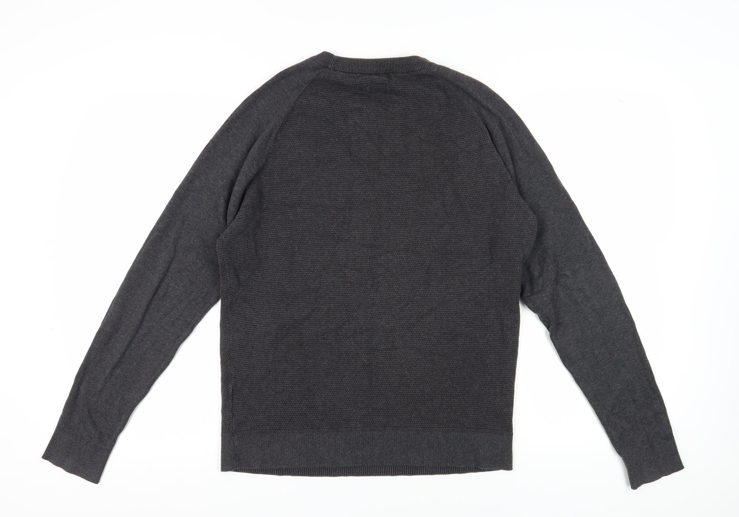 Jack & Jones Men Grey Cotton Pullover Jumper L