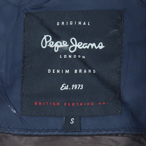 Pepe Jeans Women's Blue S Puffer Jacket with Faux Fur Hood