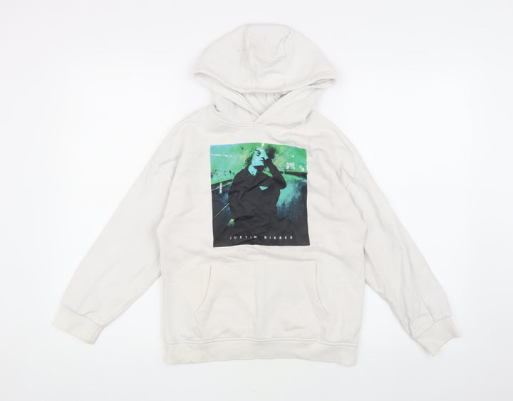 Just in Bieber Girls White Graphic Print Hoodie 9-10 Years