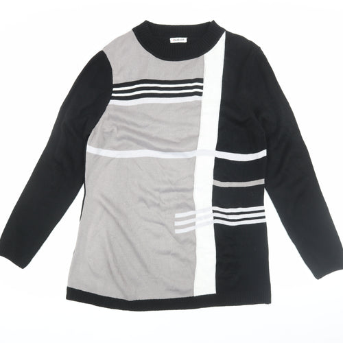 Damart Women's Black Geometric Pullover Jumper Size L