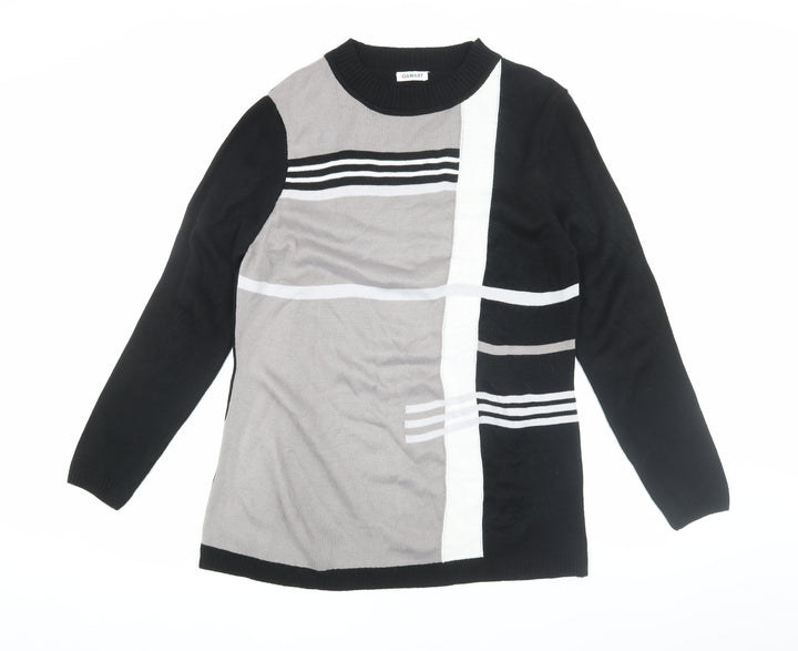 Damart Women's Black Geometric Pullover Jumper Size L