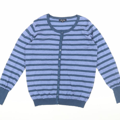 Marc Lauge Women's Blue Striped Cardigan XXL