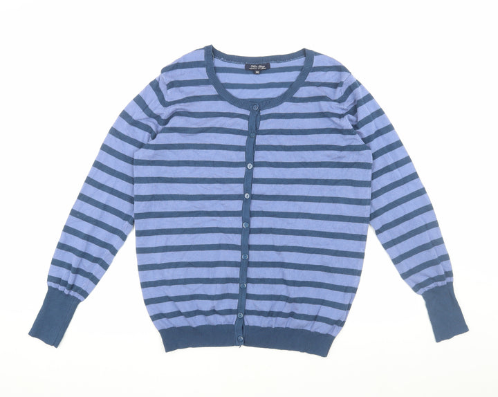 Marc Lauge Women's Blue Striped Cardigan XXL