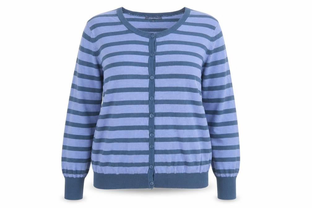 Marc Lauge Women's Blue Striped Cardigan XXL