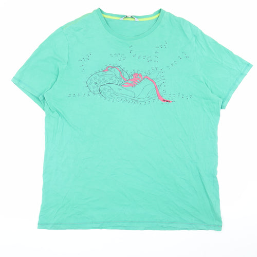 Fat Face Green Men's Cotton Sports T-Shirt, Size 2XL, Crew Neck