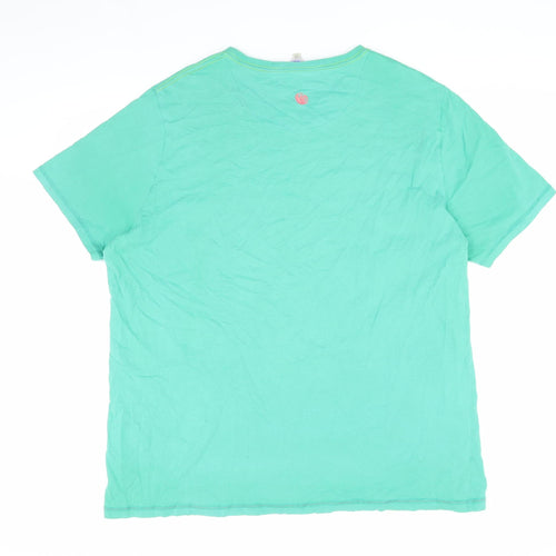 Fat Face Green Men's Cotton Sports T-Shirt, Size 2XL, Crew Neck