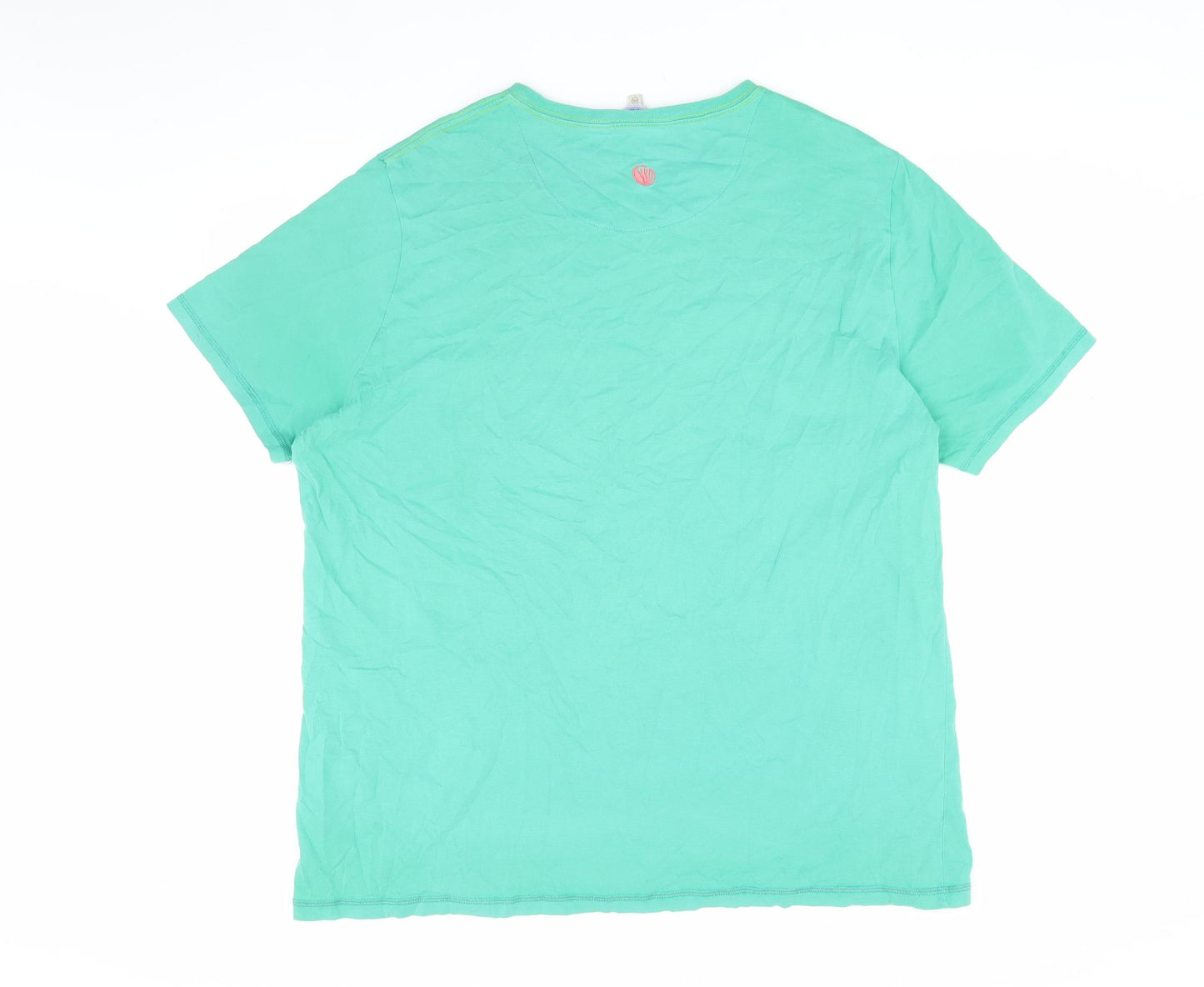 Fat Face Green Men's Cotton Sports T-Shirt, Size 2XL, Crew Neck