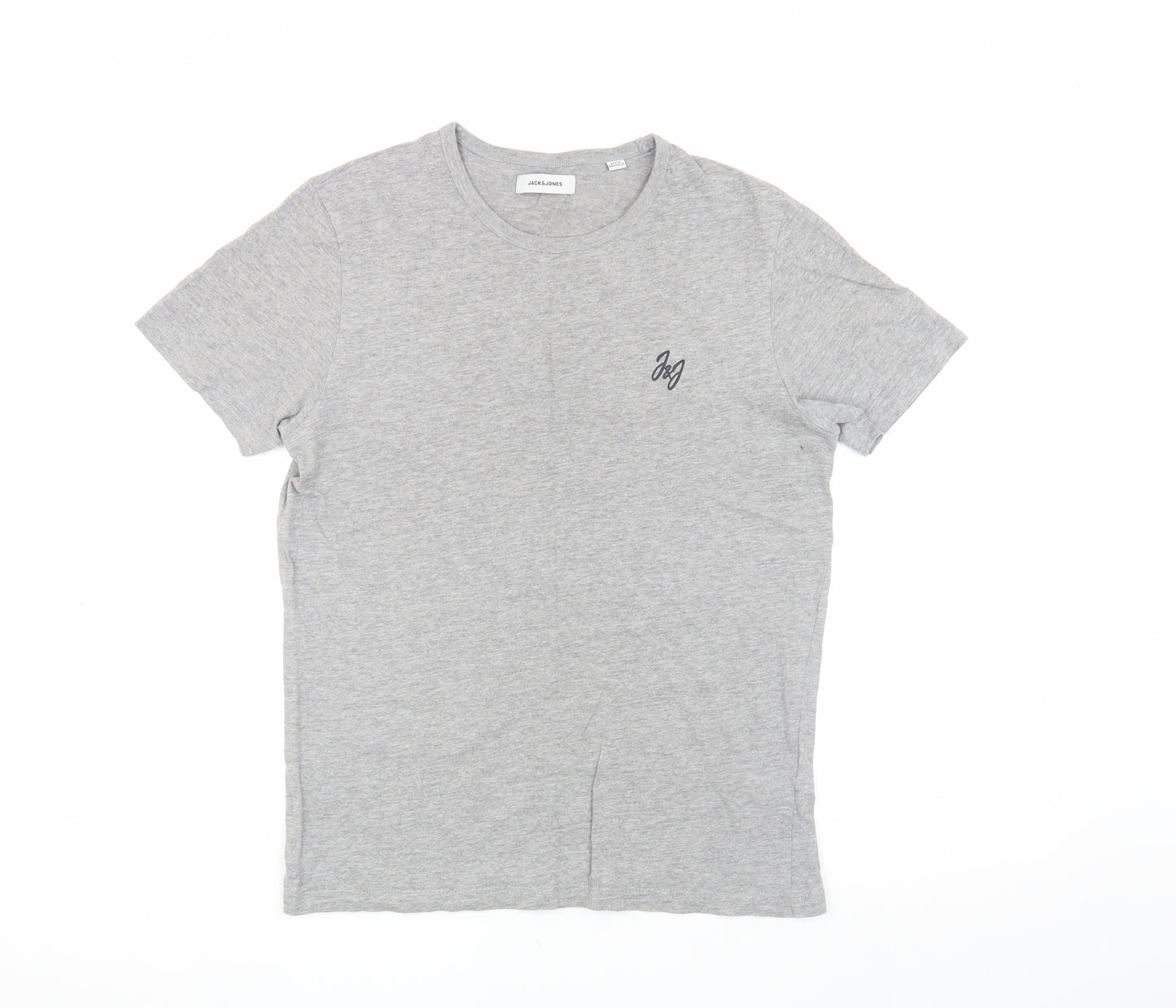Jack & Jones Men's Grey Logo Crew Neck T-Shirt - Size S