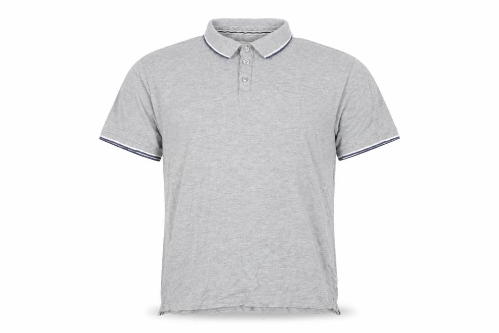 Front view of Kangaroo Poo Men's Grey Medium Polo Shirt