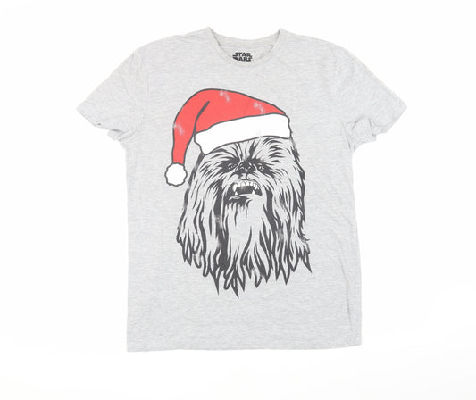 Front view of Star Wars Men's Grey Medium Christmas T-Shirt