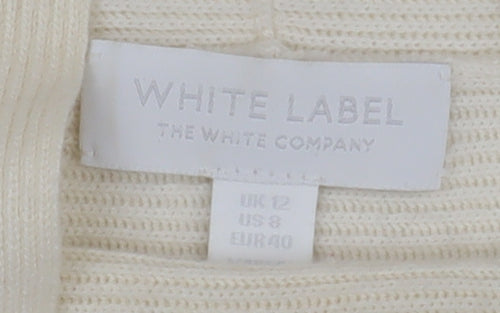 The White Company Women's Ivory Roll Neck Pullover, Size 12