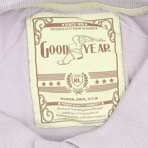 Goodyear Men's Purple XL Vintage Polo Shirt
