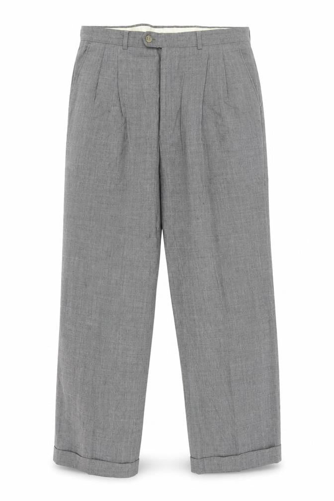Front view of Jaeger Men's Grey Pleated Dress Pants XL