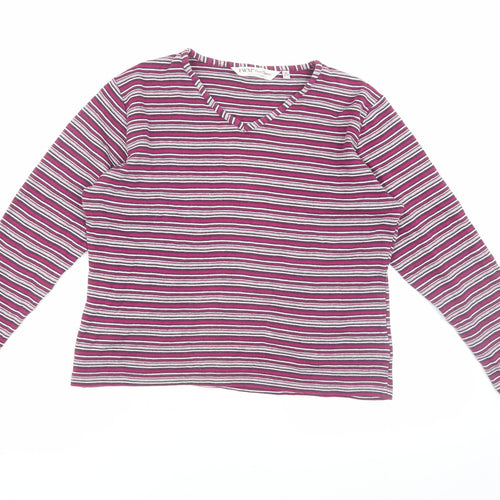 EWM Women's Multicoloured Striped Top Medium V-Neck