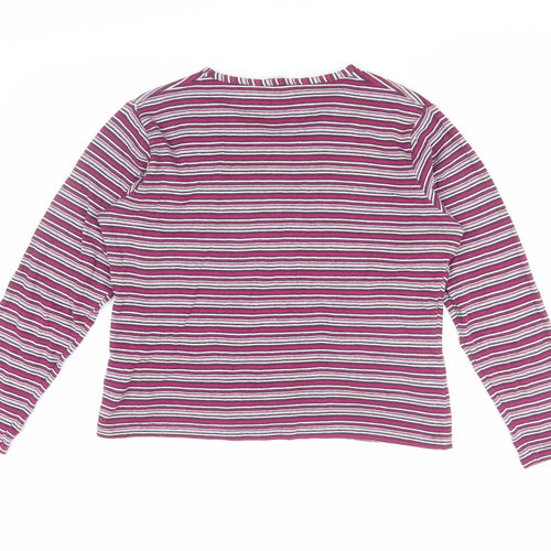 EWM Women's Multicoloured Striped Top Medium V-Neck