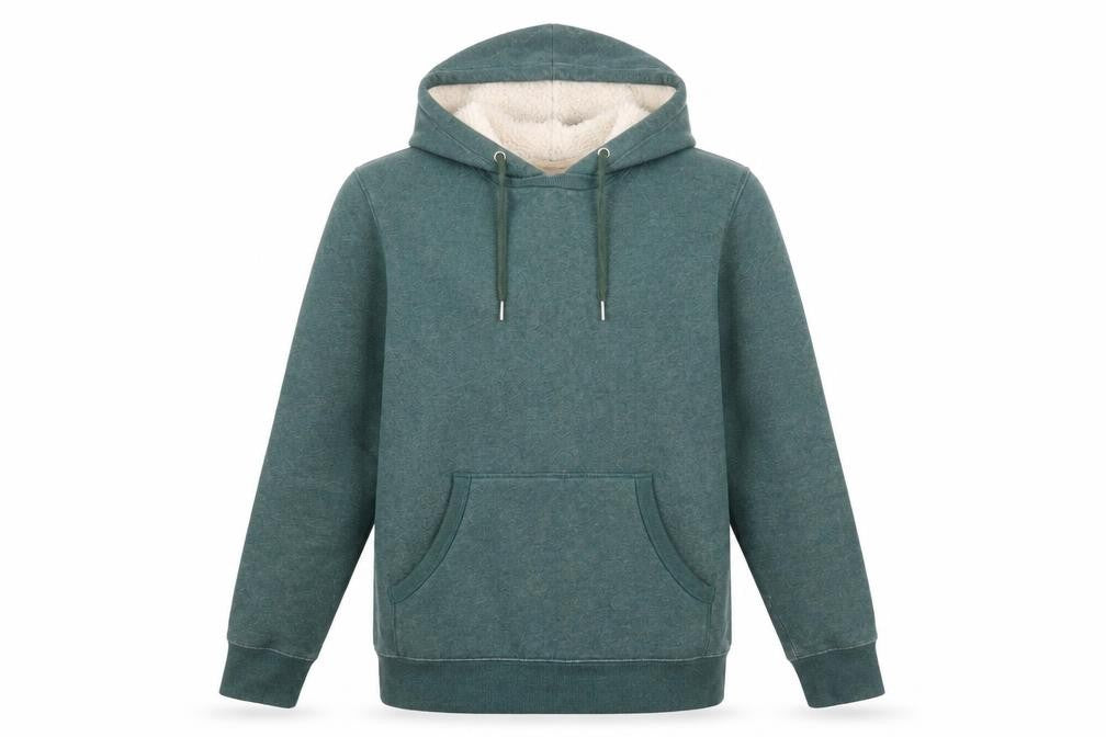Front view of H&M Men's Green Pullover Hoodie M - Hooded Fleece
