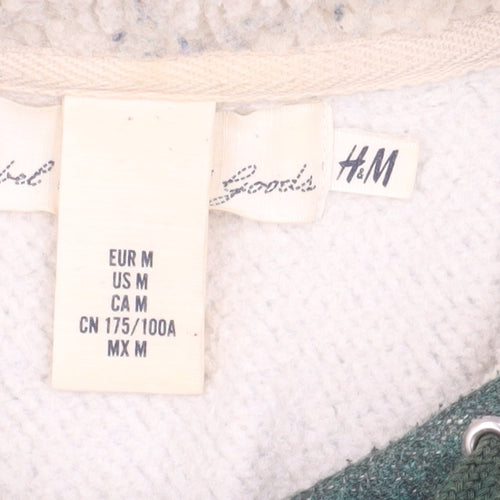 H&M Men's Green Pullover Hoodie M - Hooded Fleece