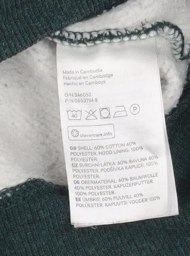 H&M Men's Green Pullover Hoodie M - Hooded Fleece