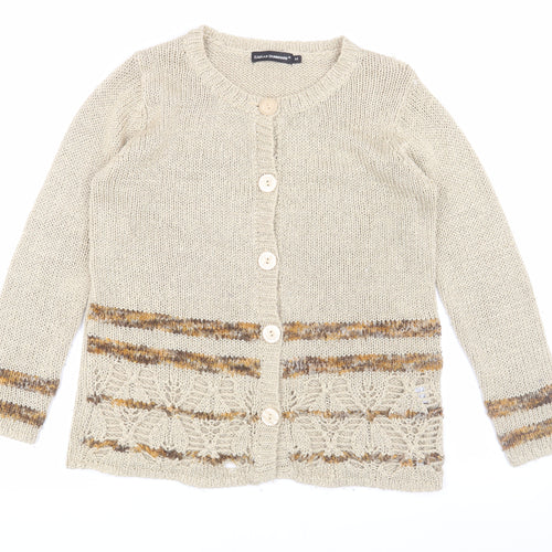 Sarah Dunnway Women's Beige Cardigan M Button Accent
