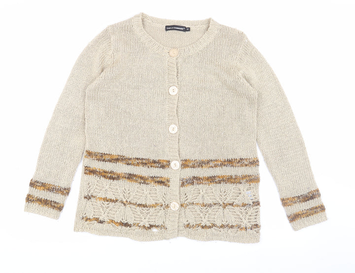 Sarah Dunnway Women's Beige Cardigan M Button Accent