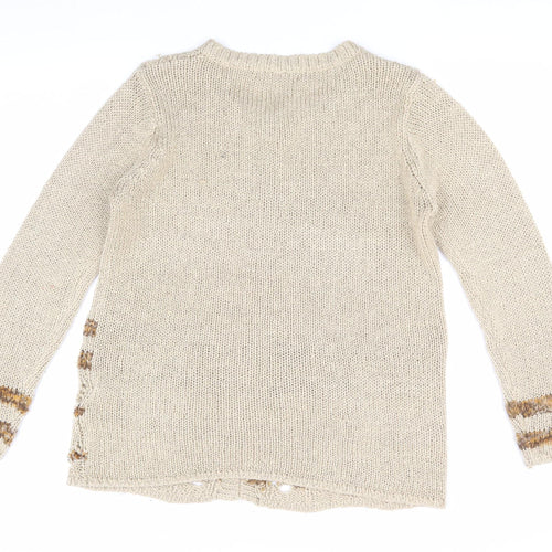 Sarah Dunnway Women's Beige Cardigan M Button Accent