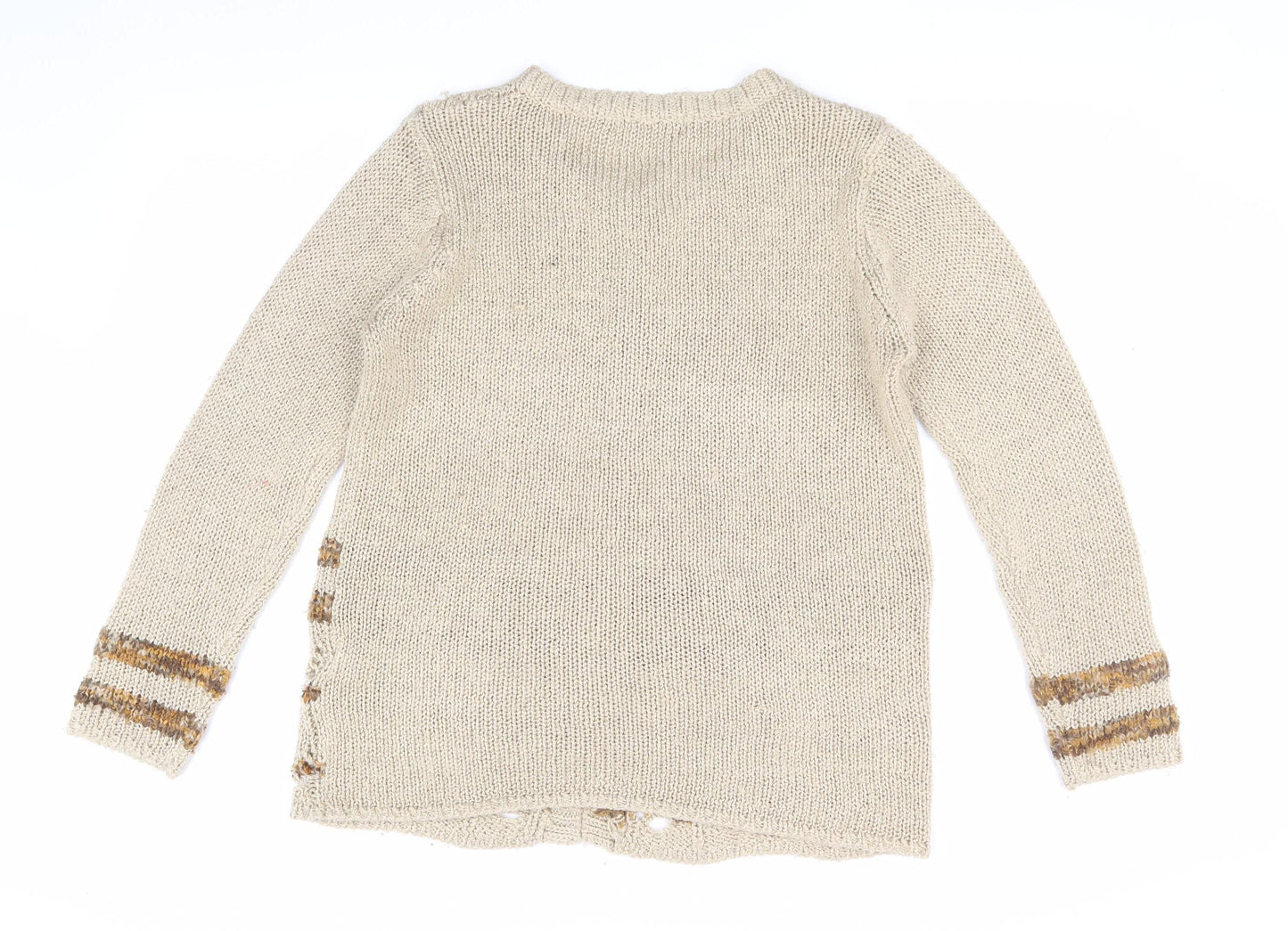 Sarah Dunnway Women's Beige Cardigan M Button Accent