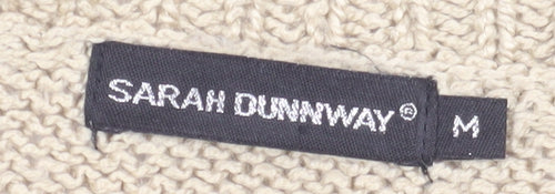 Sarah Dunnway Women's Beige Cardigan M Button Accent