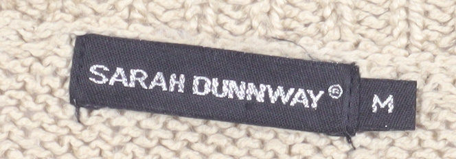 Sarah Dunnway Women's Beige Cardigan M Button Accent