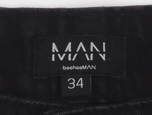 boohooMAN Men's Black Denim Jeans Size 34